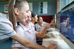 Students at Mary MacKillop Catholic College Wakeley working on computers